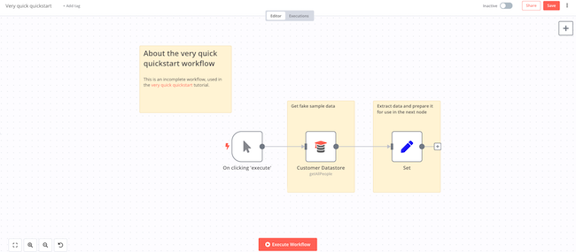 The very quick quickstart workflow in the editor