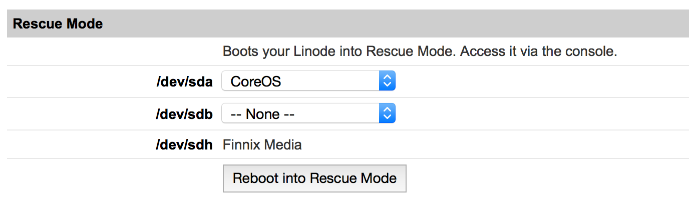 Set /dev/sda to CoreOS disk image